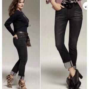 CAbi 3560 Womens High Straight Jeans Size 8 Black Denim Stretch